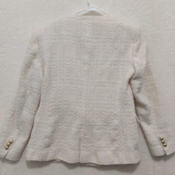 Zara Womens Cotton Tweed Long Sleeve Double Breasted Blazer size XL - Picture 4 of 15